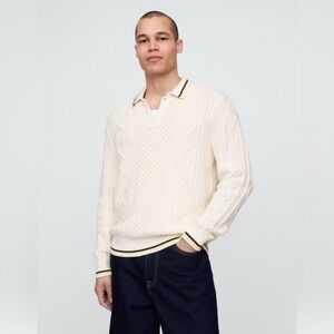 Men's Classic Cream V-Neck Sweater